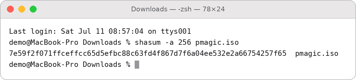 Verifying the ISO checksum with shasum on macOS