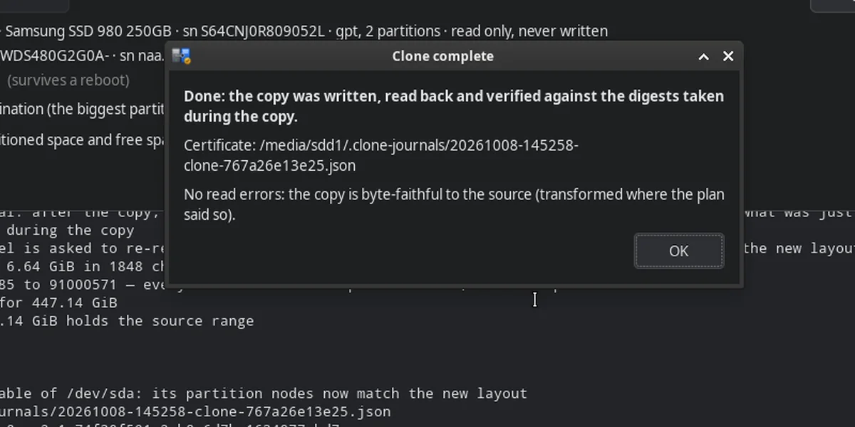 Parted Magic Clone after copying a drive to a bigger SSD